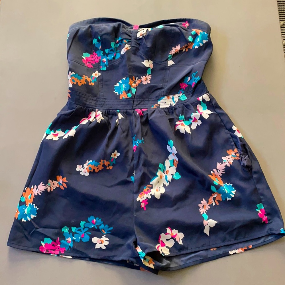 Floral, Strapless Romper